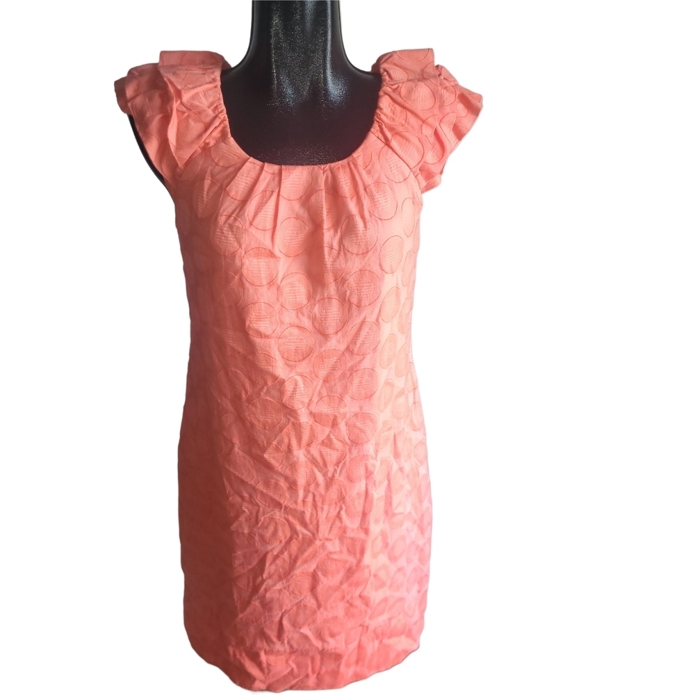Dressbarn Orange Short Ruffle Sleeve Mid-length Dress Size 12